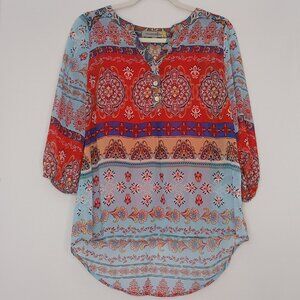 Women Figueroa & Flower Sheer Boho/hippie w/ red matching cami Size Petite Large